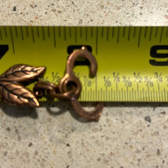 Vintage Copper Leaf Link Bracelet 7.5" With Hook Clasp Design - Picture 12 of 12